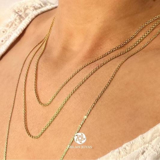 Cadena China o Bismark de Milan Joyas de Oro Italiano 18k