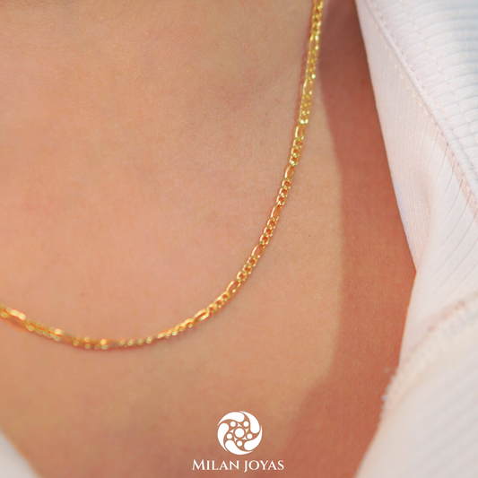 Cadena Tres en Uno Oro Italiano 18k Milan Joyas