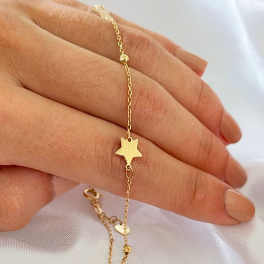 Tobillera de Estrella de Milan Joyas Oro Italiano 18k